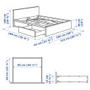 IKEA - Malm Bed Frame, High, W 2 Storage Boxes, White Double