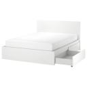 IKEA - Malm Bed Frame, High, W 2 Storage Boxes, White Queen