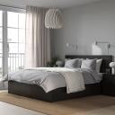 IKEA - Malm Bed Frame, High, W 4 Storage Boxes, Black-Brown Double
