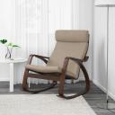IKEA - POÄNG Rocking-chair, brown/Hillared Beige Width: 68 cm