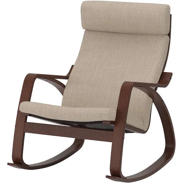 IKEA - POÄNG Rocking-chair, brown/Hillared Beige Width: 68 cm