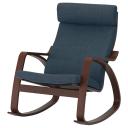 IKEA - POÄNG Rocking-chair, brown/Hillared Dark Blue Width: 68 cm
