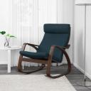 IKEA - POÄNG Rocking-chair, brown/Hillared Dark Blue Width: 68 cm