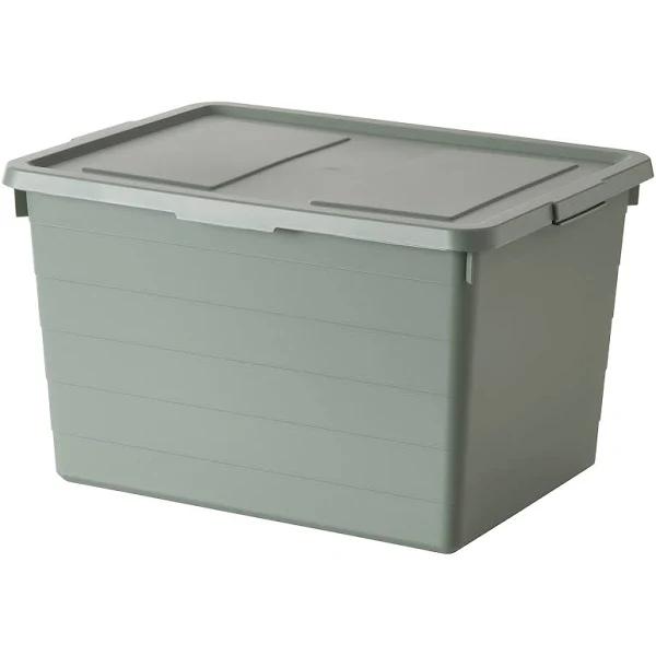 IKEA - Sockerbit Storage Box with Lid, Grey-Green 38x51x30 cm