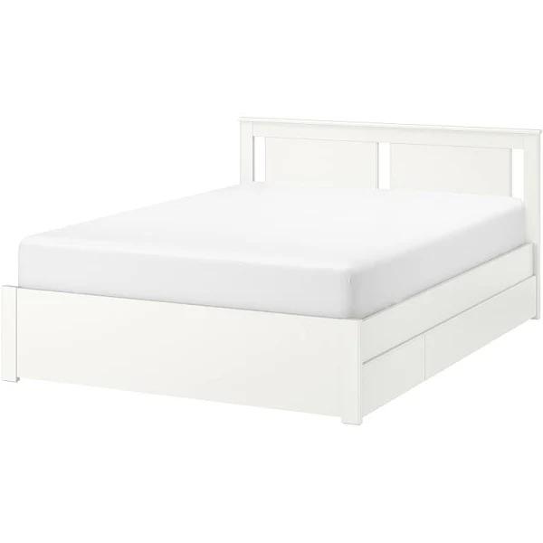 IKEA - SONGESAND Bed Frame with 4 Storage Boxes, White Queen