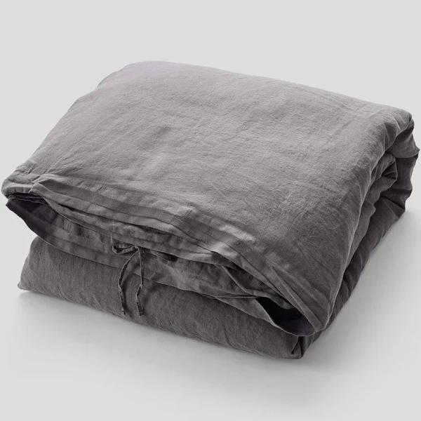 in Bed 100% Linen Duvet Cover in Charcoal, King