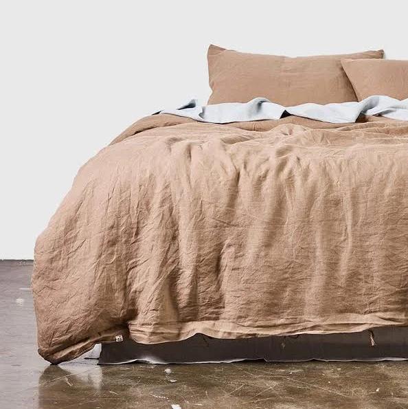 in Bed 100% Linen Duvet Cover in Chestnut King | RIISE
