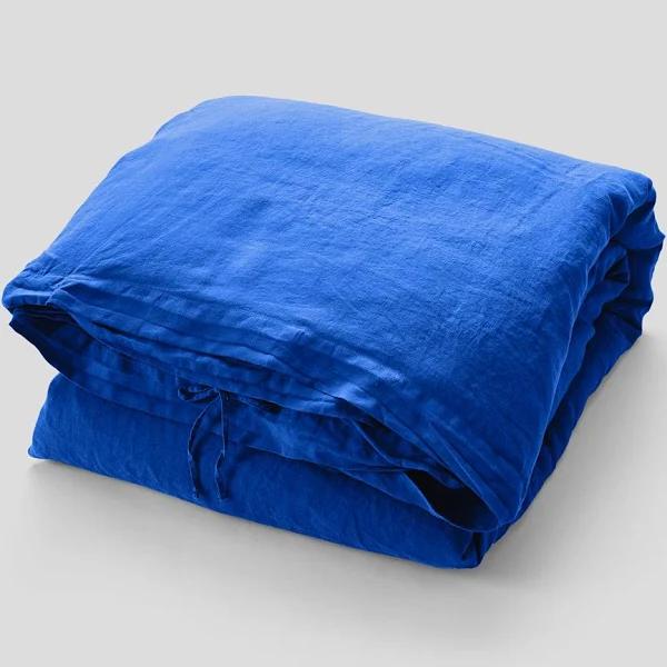 in Bed 100% Linen Duvet Cover in Cobalt, Queen