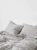 in Bed 100% Linen Duvet Set in Grey & White Stripe, Super King