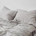 in Bed 100% Linen Duvet Set in Grey & White Stripe, Super King
