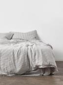 in Bed 100% Linen Duvet Set in Grey & White Stripe, Super King