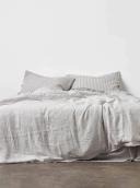 in Bed 100% Linen Duvet Set in Grey & White Stripe, Super King