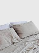 in Bed 100% Linen Fitted Sheet in Dove Grey Extra Deep Queen | RIISE