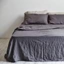 in Bed 100% Linen Flat Sheet in Charcoal, King