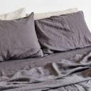 in Bed 100% Linen Flat Sheet in Charcoal, King