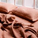 in Bed 100% Linen Flat Sheet in Hazel, Single