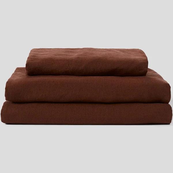 in Bed 100% Linen Sheet Set in Cocoa, King