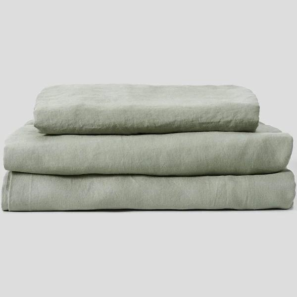 in Bed 100% Linen Sheet Set in Stone, Double