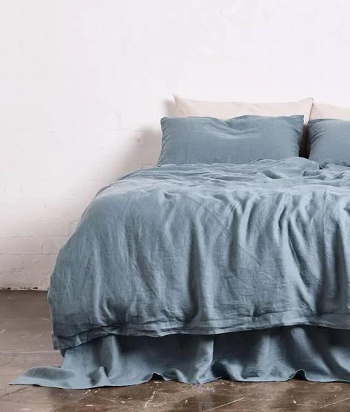 in Bed - Blue Quilt Covers - Linen Duvet Cover - Size Queen at The Iconic