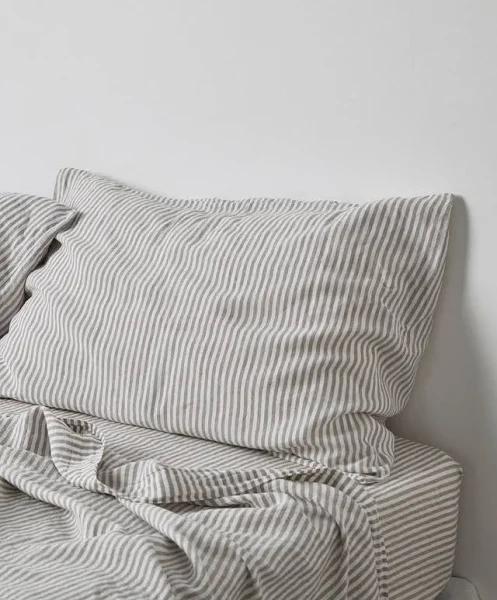 in Bed - Grey Fitted Sheets - Linen Fitted Sheet - Size Double at The Iconic