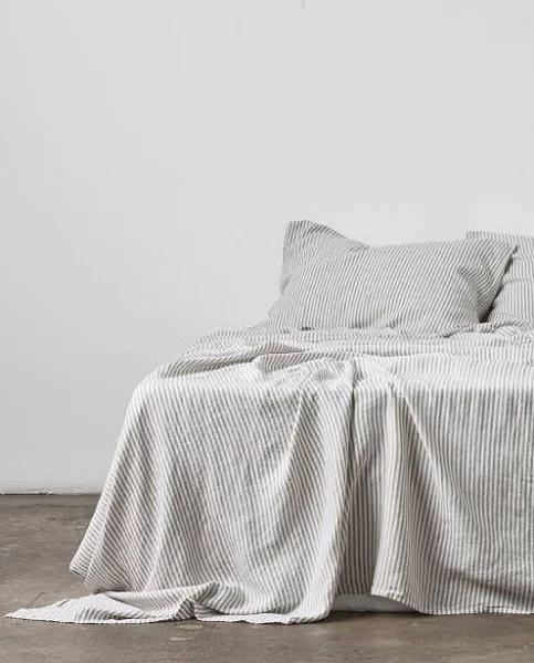 in Bed - Grey Flat Sheets - Linen Flat Sheet - Size King at The Iconic