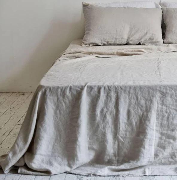 in Bed - Grey Flat Sheets - Linen Flat Sheet - Size King at The Iconic
