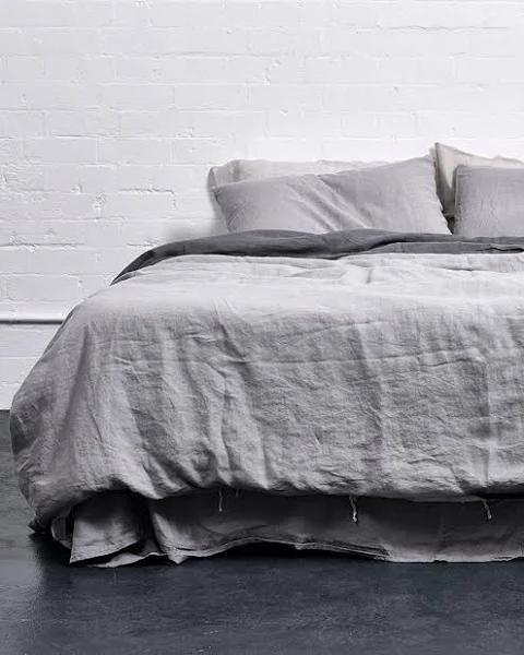 in Bed - Grey Quilt Covers - Linen Duvet Cover - Size Queen at The Iconic