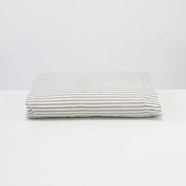 in Bed | Linen Duvet Cover - Grey & White Stripe | My Chameleon King
