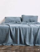 in Bed | Linen Flat Sheet - Lake Blue | My Chameleon King