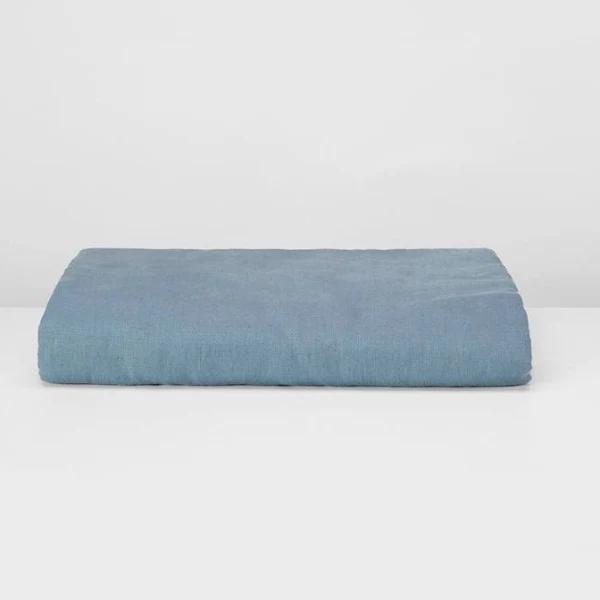 in Bed | Linen Flat Sheet - Lake Blue | My Chameleon King