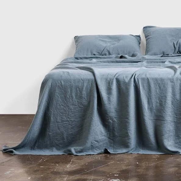 in Bed Linen Sheet Set in Lake Double | RIISE