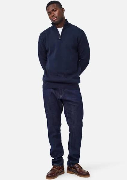 Industrie - The Lakewood Zip Neck Knit - Dark Navy Melange L