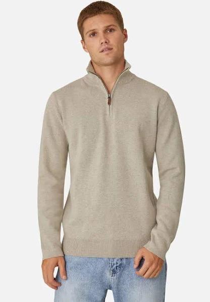 Industrie - The Lakewood Zip Neck Knit - Wheat XXL