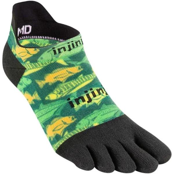 Injinji Spectrum Run Lightweight No-Show Unisex Running Socks - Deep Sea - Large