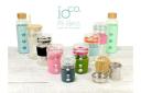 IOco 12oz All Glass Coffee Tea Cup New Mug.Travel Reuse & Keep It -Ocean/Pink