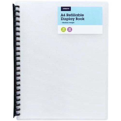 J.Burrows 20 Pocket Refillable Display Book Clear