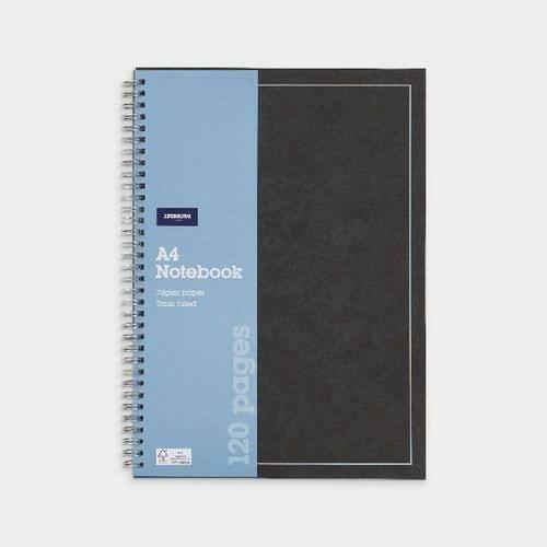 J.Burrows A4 Hard Cover Pressboard Notebook Black