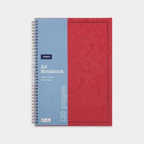 J.Burrows A4 Hard Cover Pressboard Notebook Red