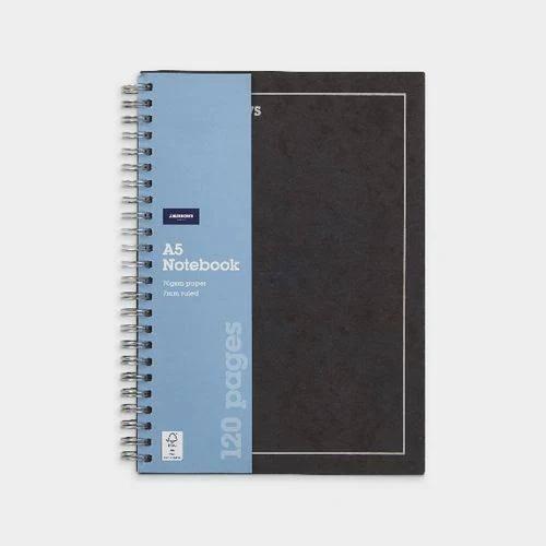 J.Burrows A5 Hard Cover Pressboard Notebook Black