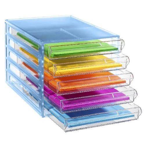 J.Burrows Desktop File Storage Organiser 5 Drawer Blue