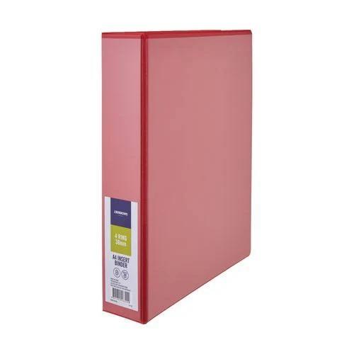 J.Burrows Insert Binder A4 4 D-Ring 38mm Red