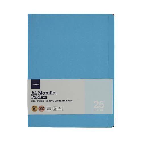 J.Burrows Manila Folder A4 Assorted Colours 25 Pack