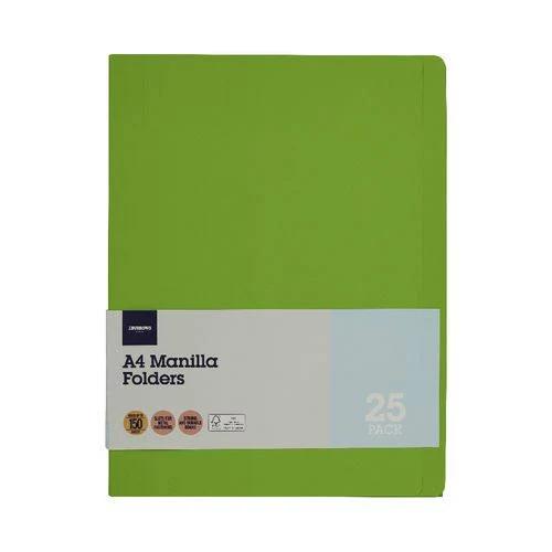 J.Burrows Manila Folder A4 Lime 25 Pack
