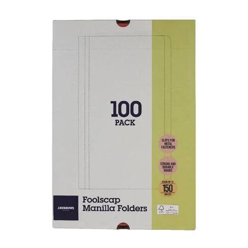 J.Burrows Manila Folder Foolscap Red 100 Pack