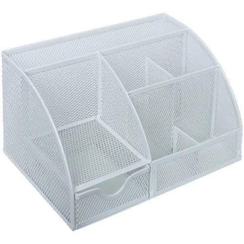 J.Burrows Mesh Desk Organiser White