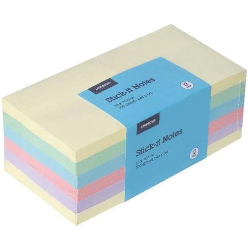J.Burrows Stick-It Notes 76x76mm Pastel 12 Pack