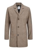 Jack & Jones Originals Wool Mix Long Coat in Beige check-Neutral