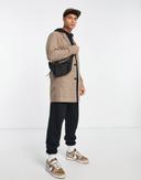 Jack & Jones Originals Wool Mix Long Coat in Beige check-Neutral
