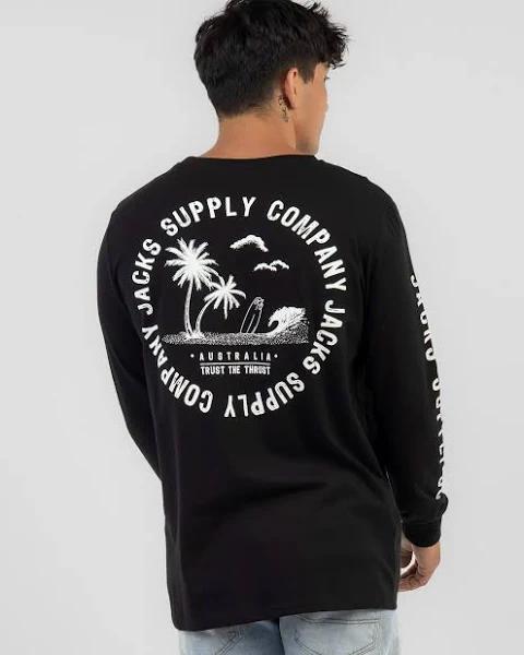 Jacks Men's Hideaway Long Sleeve T-Shirt in Black | Size Medium