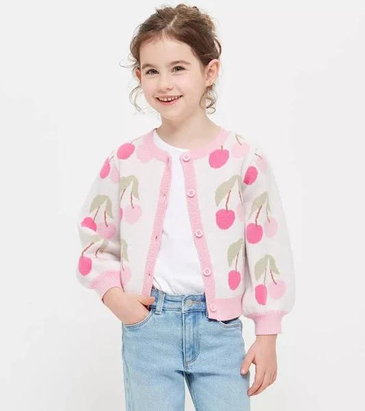 Jacquard Knit Cherry Cardigan